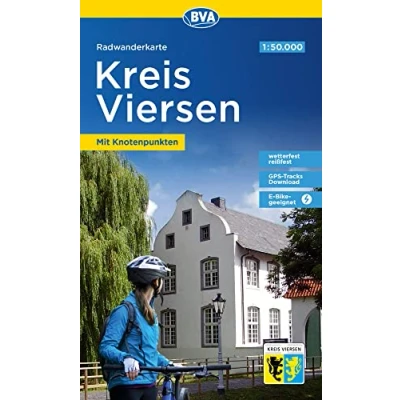 Abbildung von Radwanderkarte BVA Kreis Viersen mit Knotenpunkten, 1:50.000, reiß und wetterfest, GPS Tracks Download, E Bike geeignet (Radwanderkarte 1:50.000)