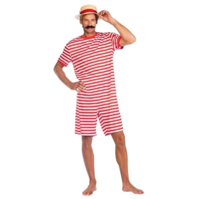 Abbildung von amscan 9908835 Swimsuit Separates, Herren, Gestreift, Mehrfarbig, L