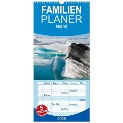 Abbildung von Familienplaner 2025 Island mit 5 Spalten (Wandkalender, 21 cm x 45 cm), CALVENDO