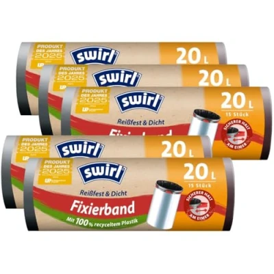 Abbildung von 5x Swirl Fixierband Müllbeutel 20L (15 stk./Rolle)