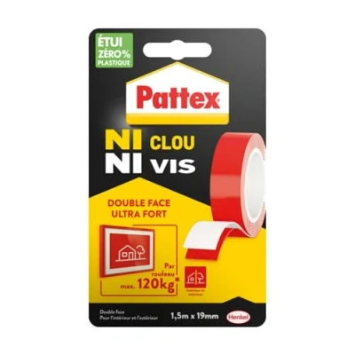 Abbildung von Pattex Ni Clou Vis Adesivo di fissaggio, 120 kg, 19 mm x 1.5 m