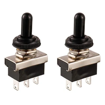 Abbildung von BOJACK KN3D 103 Kippschalter SPDT EIN AUS 3 Anschlussstift 12 VDC 25 A mit wasserdichter Kappe (Packung 2 Stück)