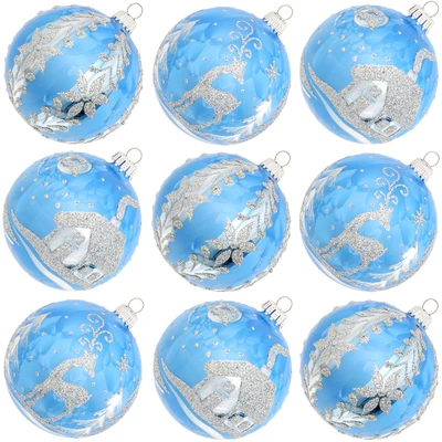 Abbildung von Krebs Glas Lauscha Weihnachtsbaumkugel &quot;KGL03384, Weihnachtsdeko, Christbaumschmuck, Christbaumkugeln Glas&quot;, (Set, 9 St.), aus Glas, mit Weihnachtsmotiv