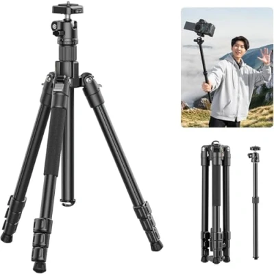 Abbildung von ULANZI TT53 Stativ Kamera Aluminium mit 360 Panoramakugelkopf und Uka Schnellfreigabeplatte, 180cm Leichtes Kamerastativ Abnehmbarer Mittelsäule für alle DSLR Kameras, Wiegt nur 1.2 kg
