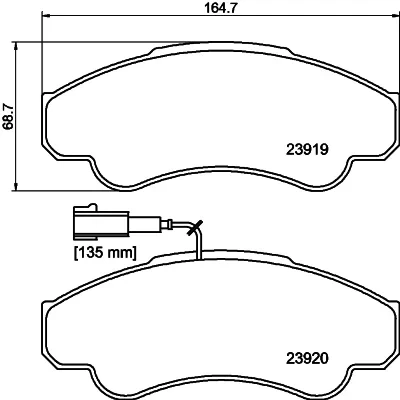 Abbildung von HELLA 8DB 355 010 401 Bremsbelagsatz mit integriertem Verschleißwarnkontakt Bremssattelschrauben Zubehör FIAT: Ducato III Kastenwagen