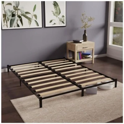 Abbildung von Dreamzie Bett 180x200 cm aus Metall mit Lattenrost Bettrahmen Holzlatten Bettgestell Höhe 25cm Schwarz