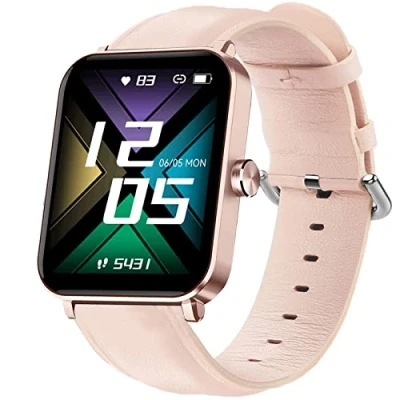 Abbildung von Onetuo Armband Kompatibel Für HUAKUA G50 Smartwatch, Leder Classic Ersatz Uhrenarmband Smartwatch (Rosa)