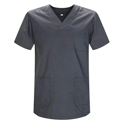 Abbildung von MISEMIYA Medizinische Uniformen Unisex Top Krankenschwester Krankenhaus Berufskleidung 4XL, Grau