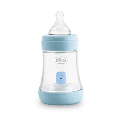 Abbildung von Chicco PERFECT 5 Anti Kolik 150 ml Babyfläschchen, Baby Flasche für Neugeborene mit Langsamen Fluss 0+ Monate Weichem Silikon Sauger, Biofunktionale Babyflasche Intui Flow System, Blau