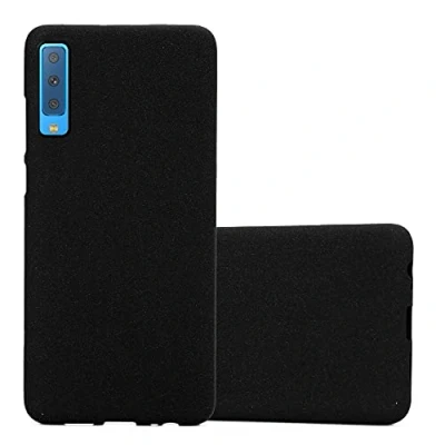 Abbildung von Cadorabo Hülle kompatibel mit Samsung Galaxy A7 2018 Schutzhülle TPU Silikon Case Frost Design Slim Kratzfest Weiche Gummi Rundumschutz für in Schwarz