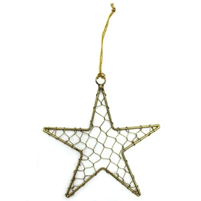 Abbildung von DARO DEKO Metall Stern mit Draht zum aufhängen Gold 1 Stück 35 x 36cm