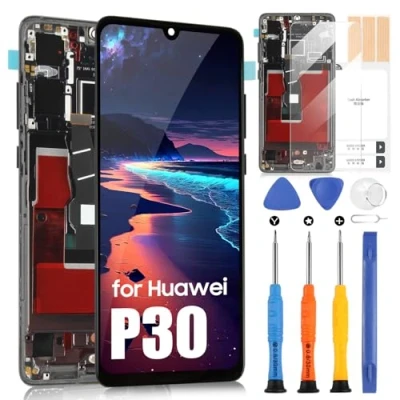 Abbildung von LCD Bildschirm für Huawei P30 ELE L29 L09 AL00 TL00 L04 Display Ersatz Touchscreen Digitazer Full Assembly mit Werkzeugen (Schwarz Rahmen)