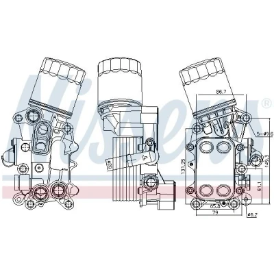 Abbildung von NISSENS 91311 Ölkühler mit Ölfiltergehäuse Filter VOLKSWAGEN: Polo V Schrägheck, SEAT: Ibiza 4 SKODA: Rapid Spaceback