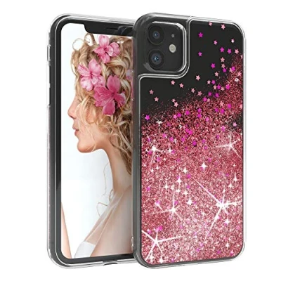 Abbildung von EAZY CASE Hülle kompatibel mit iPhone 11 Schutzhülle Flüssig Glitzer, Handyhülle, Schutzhülle, Back Cover Glitter Flüssigkeit, TPU/Silikon, Transparent/Durchsichtig, Rosa