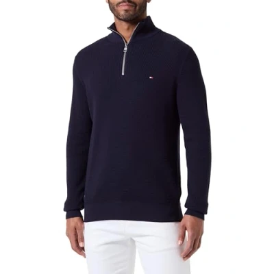 Abbildung von Tommy Hilfiger Refined Structure Strickpullover, Herren, Größe: Small, Desert sky