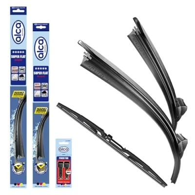 Abbildung von alca® Scheibenwischer Set mit Heckscheibenwischer passend für OPEL CORSA E (10.2014 10.2024) SUPER FLAT Flachbalkenwischer Front und Heckwischer