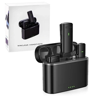 Abbildung von lulaven Mini Wireless Lavalier Mikrofon für iPhone Plug &amp; Play Intelligent Noise Reduction Video Recording, Vlog, Interview, 7H Battery, 20M Übertragung