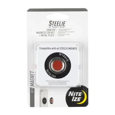 Abbildung von Nite Ize Steelie Orbiter Magnetsteckdose und Metallplatte, Schwarz, Einheitsgröße (STO 01 R7)