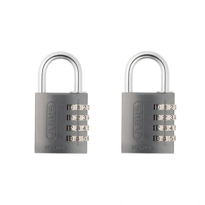 Abbildung von ABUS Zahlenschloss 145/40 Titanium Kofferschloss, Spindschloss u. v. m. Aluminium Vorhängeschloss individuell einstellbarer Zahlencode 2er Set Sicherheitslevel 4