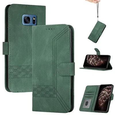 Abbildung von momoka Store Handyhülle für Samsung Galaxy S7 Edge,TPU Klapphülle Schutzhülle für,Lederhülle mit Standfunktion und Kartenfach Grün