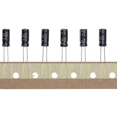 Abbildung von 100 Stück 10V 220UF Steckbarer Aluminium Elektrolytkondensator 5x11 5 * 11mm