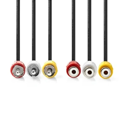 Abbildung von Nedis Composite Videokabel 3x Cinch Stecker Buchse Vernickelt 480p 2.00 m Rund PVC Schwarz Label