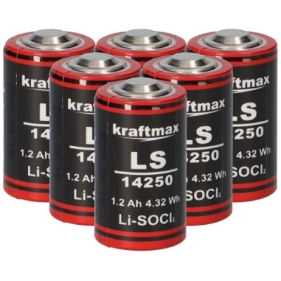 Abbildung von 6X Lithium 3,6V Batterie LS 14250 1/2 AA ER14250 Li SOCl2 LS14250 AKKUman Set (6er)