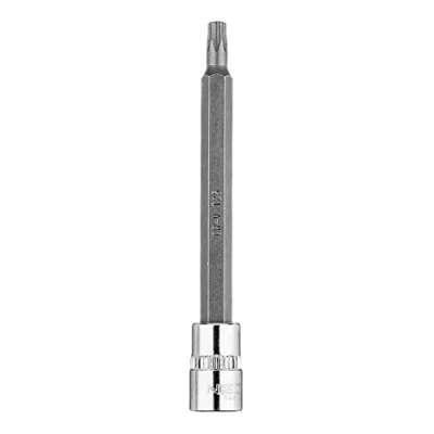 Abbildung von NEO TOOLS TORX Einsatz mit Aufnahme Bit auf 1/4&quot; Nuss, Steckdose, Sockel, lang, 87 mm, Chrom Vanadium Stahl, erhältlich in vielen Varianten, Sternspitze, hohe Qualität (TX25)
