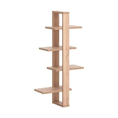 Abbildung von MyosHome Wandregal mit 4 Ebenen, aus Holz, dekoratives Regal, schwebende Wandregale Sonoma Eiche, 35/50 x 23 103 cm
