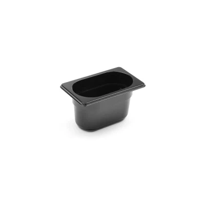 Abbildung von HENDI GN Behälter 1/9 schwarz 100 mm Füllmenge: 1 l Polycarbonat Kunststoff 40 bis +110 C, Gastronormbehälter