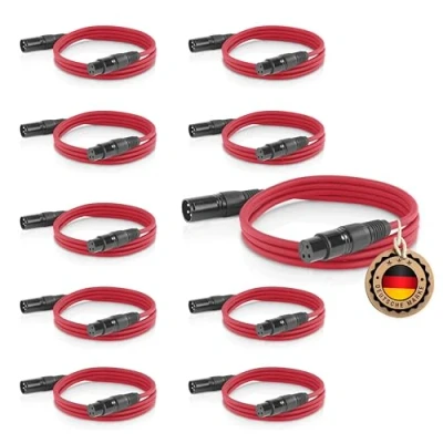 Abbildung von ETEC Professional 10x XLR Audio Kabel 3m Mikrofonkabel DMX OFC Kupfer symmetrisch blau Stecker Buchse Lichttechnik Datenübertragung Musik Sound