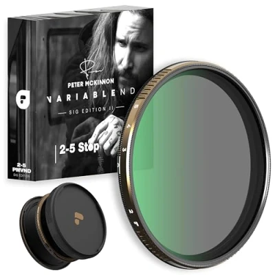 Abbildung von PolarPro Vario VND 82 mm 6/9 Blenden Edition II Peter McKinnon Null Vignettierung haptischer Feedback Mechanismus Ideal für Run n Gun Videografie/Filmerstellung