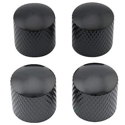 Abbildung von Musiclily Metrisch Gitarren Potiknöpfe Metall Knöpfe Volume Tone Dome Knobs für E Gitarre Bass, Schwarz(4 Stück)