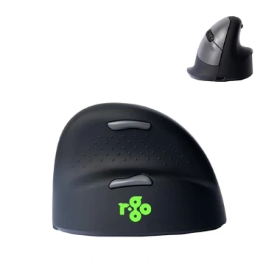 Abbildung von R Go HE Break Ergonomische Maus, für kleine hände, Mit Anti RSI Software, Stilles Klicken, Bluetooth 5.0, Vorbeugung Mausarm/Tennisarm, Vertikale Ergo Maus Windows/Mac/Linux, 5 Tasten, Schwarz