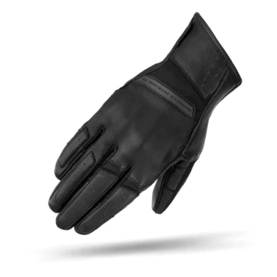 Abbildung von SHIMA Monaco Motorradhandschuhe Damen Atmungsaktive, Elastische, Touchscreen, Vintage Handschuhe aus Leder mit Knöchelprotektor, Knöchel Aufpralldämpfer, Verstärkte Handfläche (Schwarz, XS)
