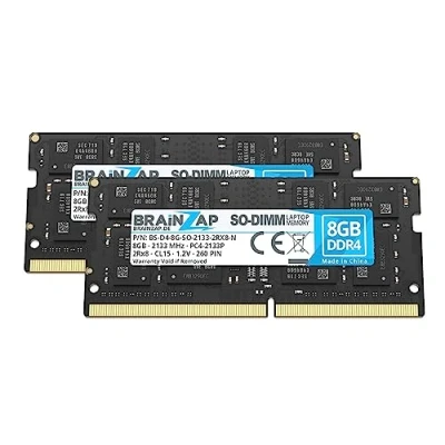Abbildung von BRAINZAP 16GB DDR4 RAM SO DIMM PC4 2133P 2Rx8 2133 MHz 1.2V CL15 Notebook Laptop Arbeitsspeicher (2X 8GB)