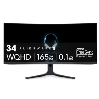 Abbildung von Dell ALIENWARE 34 Zoll CURVED QD OLED Gaming Monitor AW3423DWF, AlienFX Beleuchtungssystem, Reaktionszeit 0,1 ms, entspiegelt,