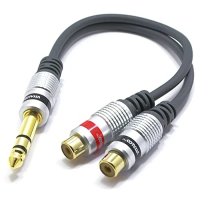 Abbildung von VITALCO Adapter 6.3mm Stereo Klinke auf 2X Cinch Buchse Audio RCA Weiblich Klinkenstecker Männlich Kabel Kupplung