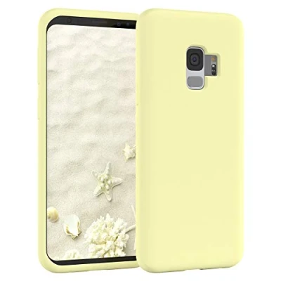 Abbildung von EAZY CASE Premium Silikon Handyhülle kompatibel mit Samsung Galaxy S9, Slimcover Kameraschutz und Innenfutter, Silikonhülle, Schutzhülle, Bumper, Handy Case, Hülle, Softcase, Blassgelb, Gelb