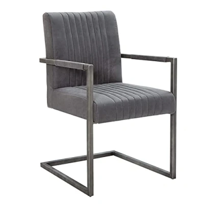Abbildung von riess ambiente Freischwinger BIG ASTON vintage grau / grau, Esszimmer · Microfaser Armlehne Industrial