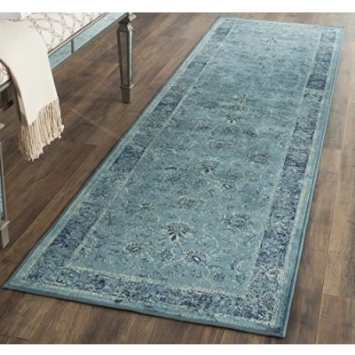 Abbildung von SAFAVIEH Traditionell Teppich für Wohnzimmer, Esszimmer, Schlafzimmer Vintage Collection, Kurzer Flor, Türkis und Multi, 66 X 244 cm