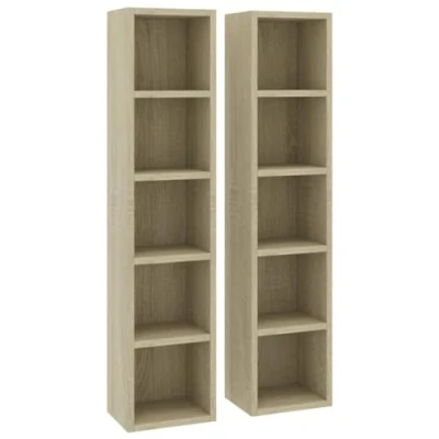 Abbildung von vidaXL 2X CD Regal Ständer Standregal Wandregal Medienregal Dekoregal Aufbewahrung Büroregal für 160 CDs Sonoma Eiche 21x16x93,5cm Holzwerkstoff