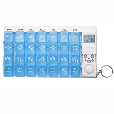 Abbildung von Cisixin 7 Tage Digitale Pillendose mit Alarm,Tablettenbox 28 Fächern(Blau)