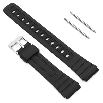 Abbildung von OcioDual Uhrenband Kompatibel mit Casio F91W F 91W Schwarz Harz Metallschnalle 2 Pins Uhrenarmbänder Uhrenarmband