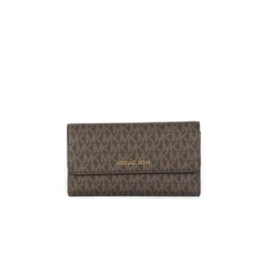 Abbildung von Michael Kors Jet Set Damen Reisebrieftasche groß dreifach klappbar, Braun, Large, Geldbörse mit 3 Klappen