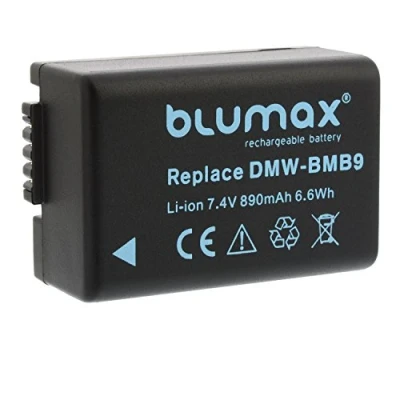 Abbildung von Blumax Akku ersetzt DMW BMB9 / BMB9E 890mAh kompatibel mit Panasonic Lumix DMC FZ40 FZ45 FZ47 FZ48 FZ60 FZ62 FZ70 FZ72 FZ100 FZ150
