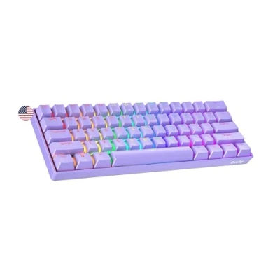 Abbildung von Geeky GK61 SE 60% Mechanische Gaming Tastatur 61 Tasten Multi Color RGB LED Hintergrundbeleuchtung für PC/Mac Gamer ANSI US Amerikanisches Layout (Lavendel, Mechanical Speed Silver)