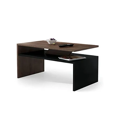Abbildung von All4All Kleiner Couchtisch Pico Kaffeetisch Wohnzimmertisch Sofatisch mit Ablage Tisch kompakte Größe 90x50cm 05 Braune Eiche + Schwarz