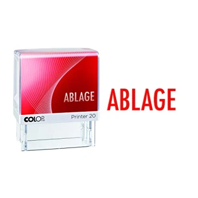 Abbildung von COLOP Printer 20 Text Stempel ABLAGE, Abdruck rot, für sofortigen Einsatz. Fertigstempel mit Lagertext und rotem Kissen.