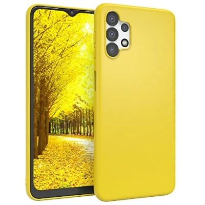 Abbildung von EAZY CASE Handyhülle Silikon mit Kameraschutz kompatibel Samsung Galaxy A32 5G in Gelb, Ultra dünn, Slimcover, Silikonhülle, Hülle, Softcase, Backcover